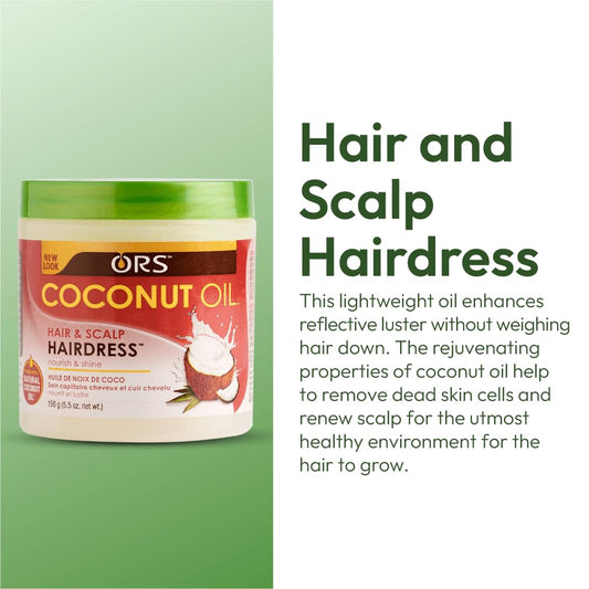 ORS coconut oil hairdress texture close-up displaying lightweight oil consistency for quick absorption