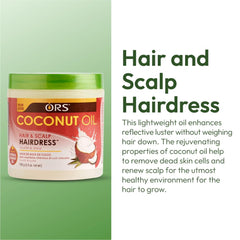 ORS coconut oil hairdress texture close-up displaying lightweight oil consistency for quick absorption