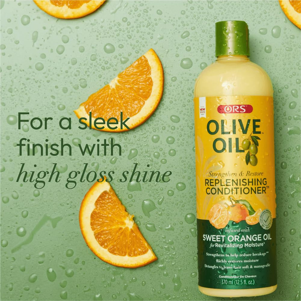 ORS conditioner applied to wet hair demonstrating detangling and manageability