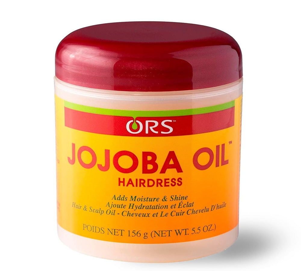 ORS jojoba oil hairdress front bottle showing size and easy-to-use cap for styling