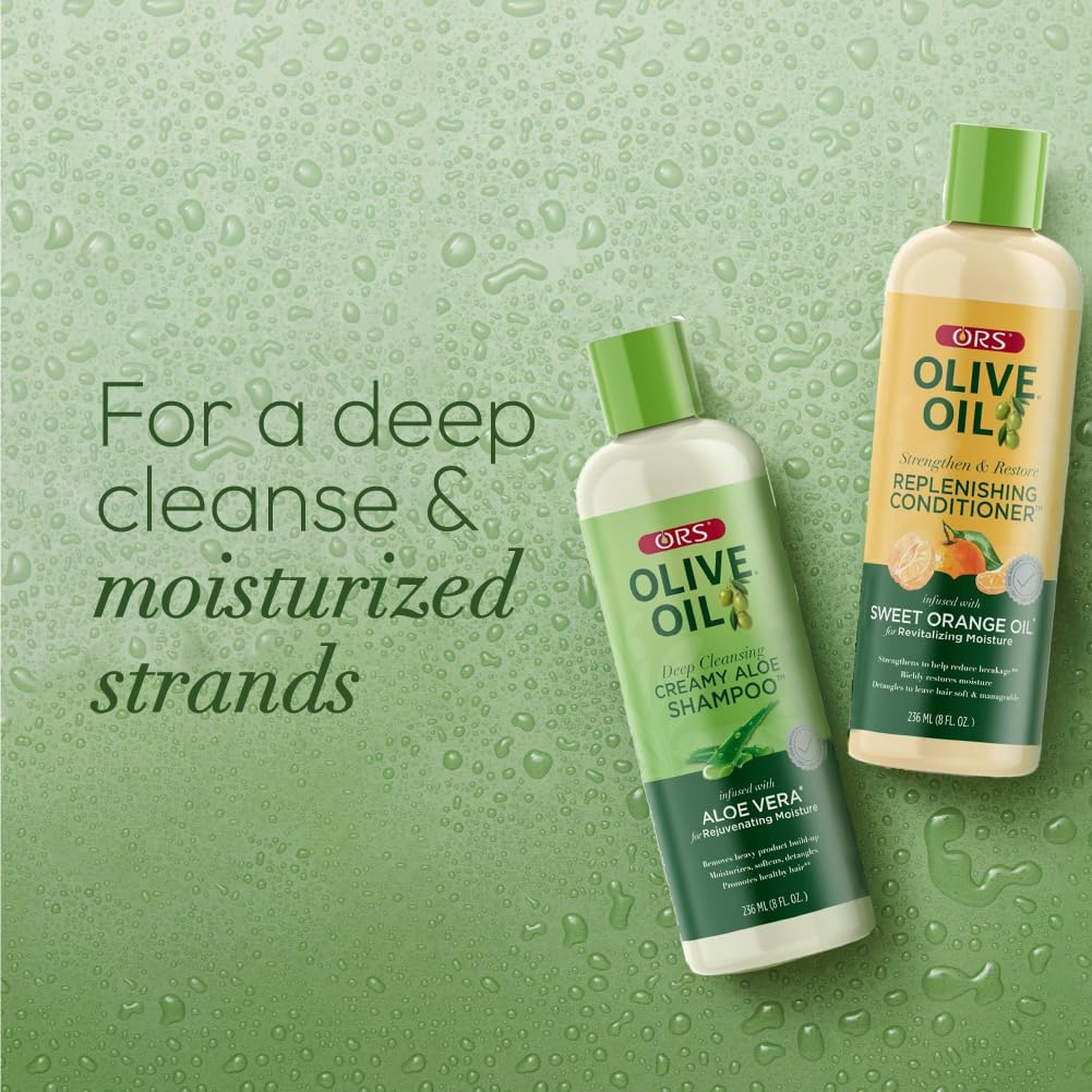 ORS duo bottles side-by-side showing set contents and balanced moisture for hair health