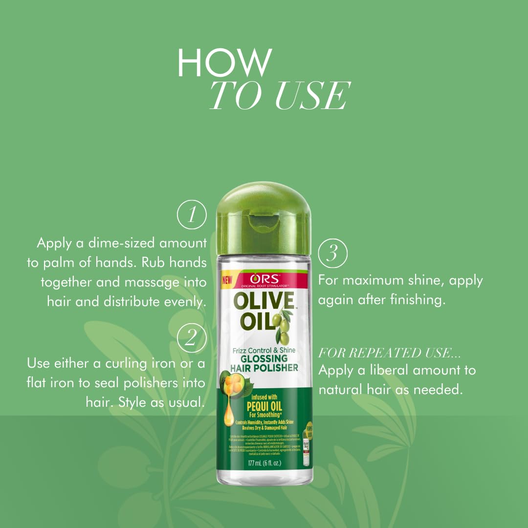 ORS olive oil polisher styled hair lifestyle image showing polished, humidity-resistant finish for confidence