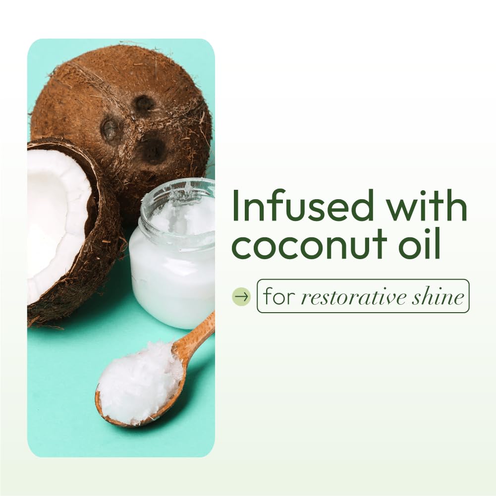 ORS olive oil serum on hair lengths and ends showing restored smoothness benefit