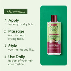 ORS olive oil serum on bathroom vanity lifestyle shot conveying daily styling ease benefit