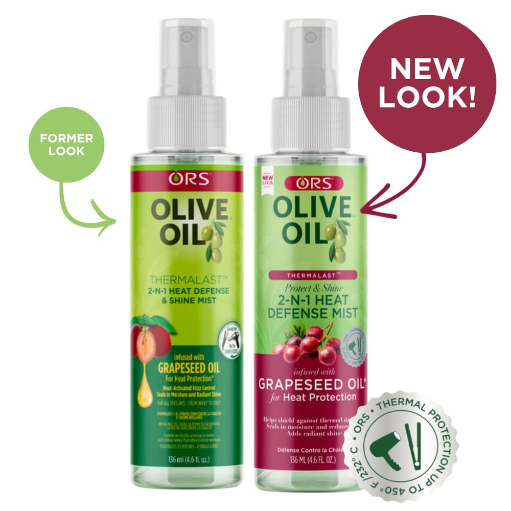 ORS mist being sprayed on hair for heat protection and frizz control