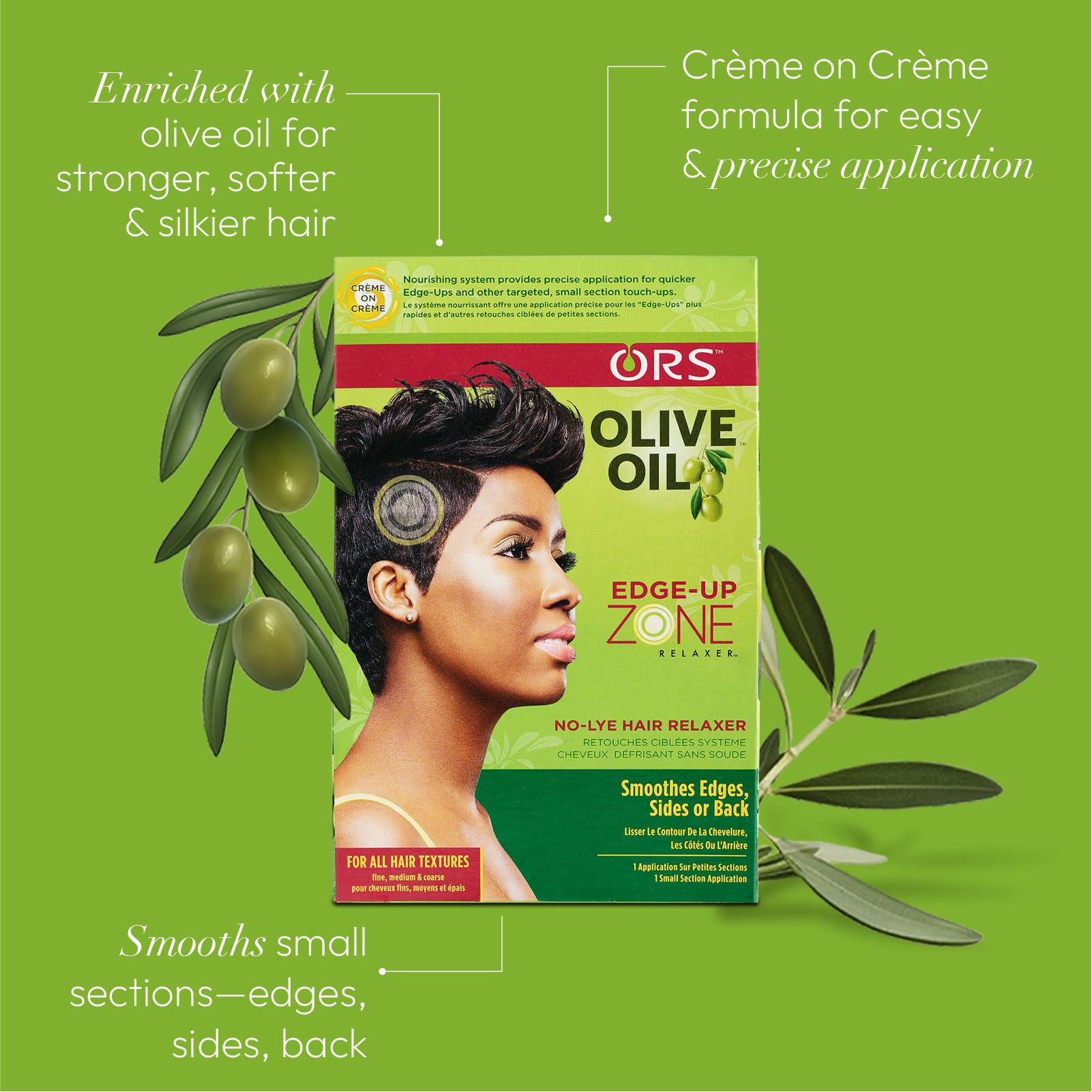ORS Olive Oil creme relaxer texture close-up highlighting creamy consistency and moisturizing olive oil