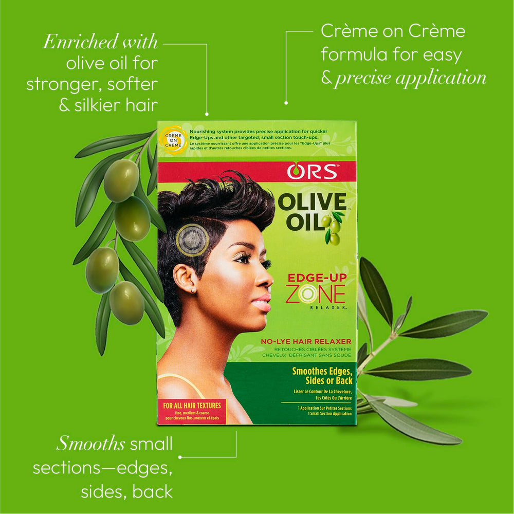 ORS Olive Oil creme relaxer texture close-up highlighting creamy consistency and moisturizing olive oil