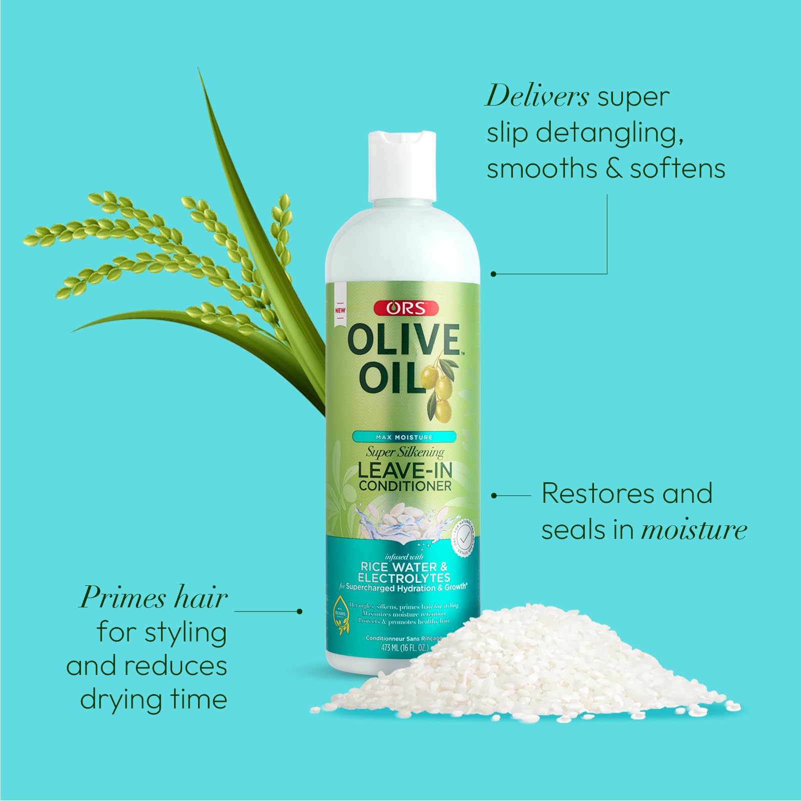 ORS creamy leave-in texture dispensed to show silky slip and detangling