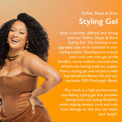 ORS gel being applied to curls for defined, frizz-controlled styling