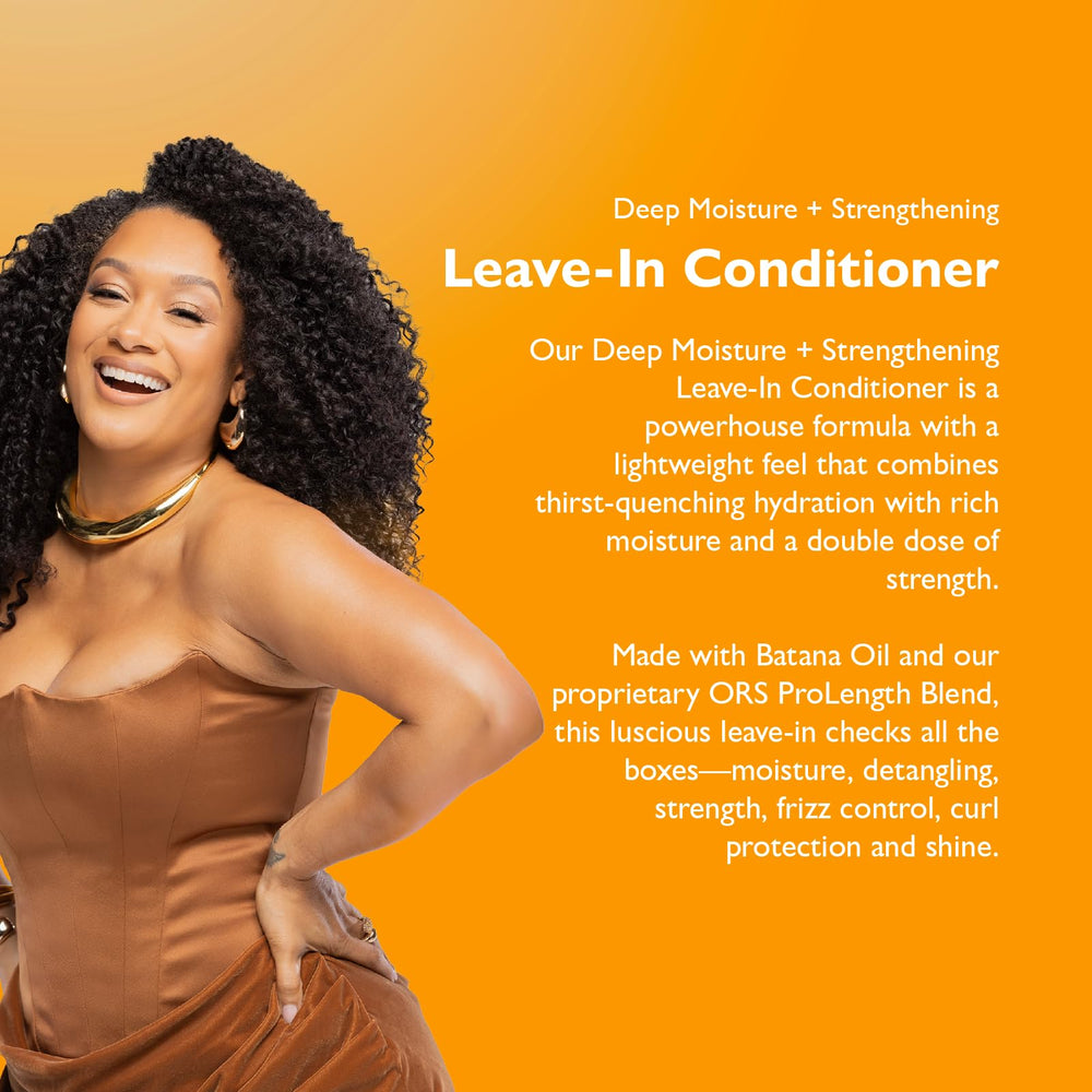 ORS leave-in applied to curly hair demonstrating detangling and softness benefit