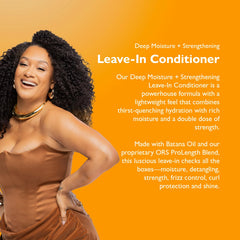 ORS leave-in applied to curly hair demonstrating detangling and softness benefit