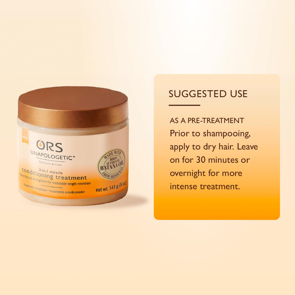 ORS in a bathroom lifestyle setting on shelf near curls, suggests everyday routine use