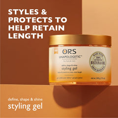 ORS gel texture close-up showing smooth clear formula for easy styling