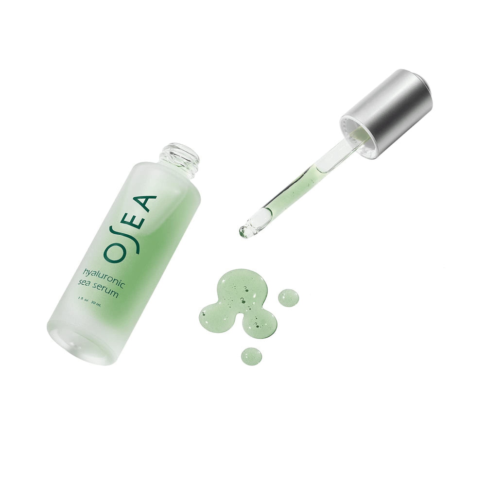 OSEA 1 oz bottle shown beside a coin for size comparison and travel-friendly benefit