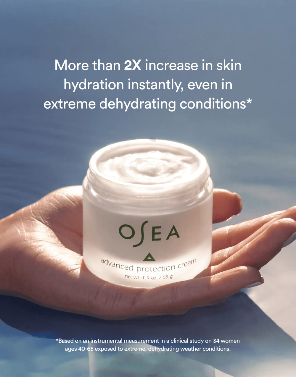 OSEA jar on bathroom vanity suggesting daily routine and freshness