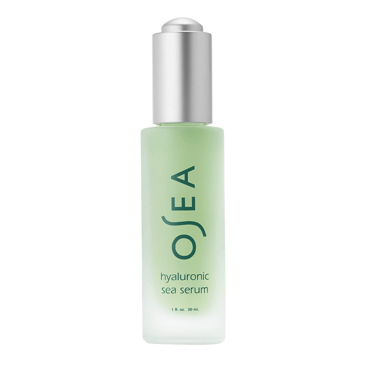 OSEA front packaging of hyaluronic sea serum shows clean label and size benefit