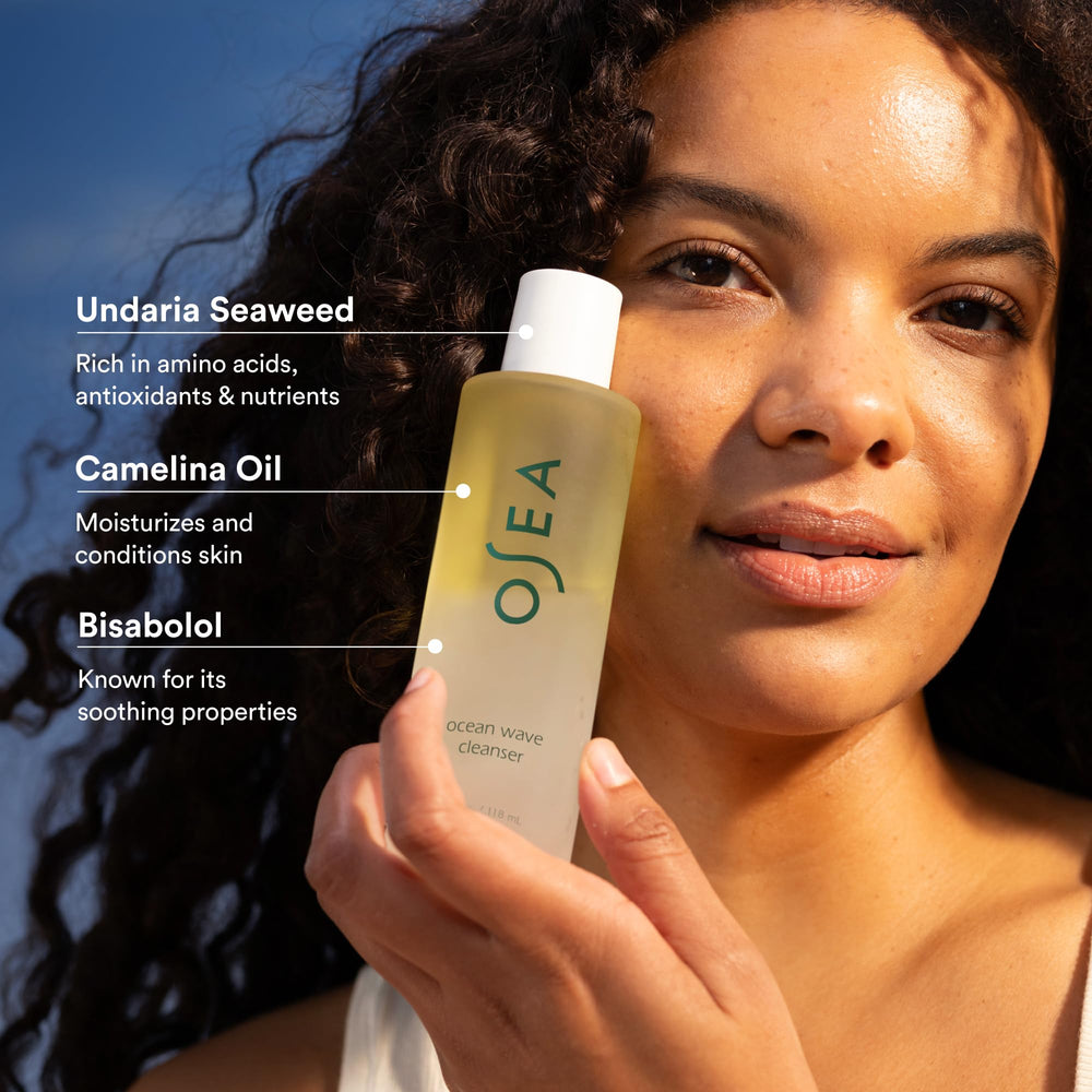 OSEA bi-phase close-up showing separated oil and water layers for effective removal