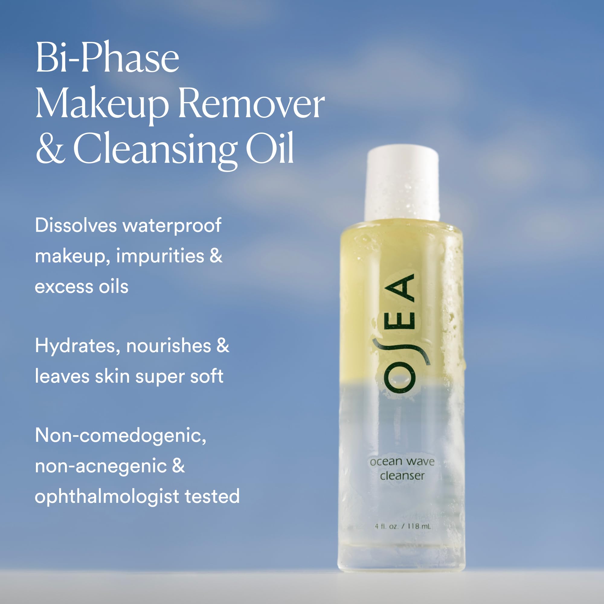 OSEA cleanser being dispensed into hand demonstrating easy application