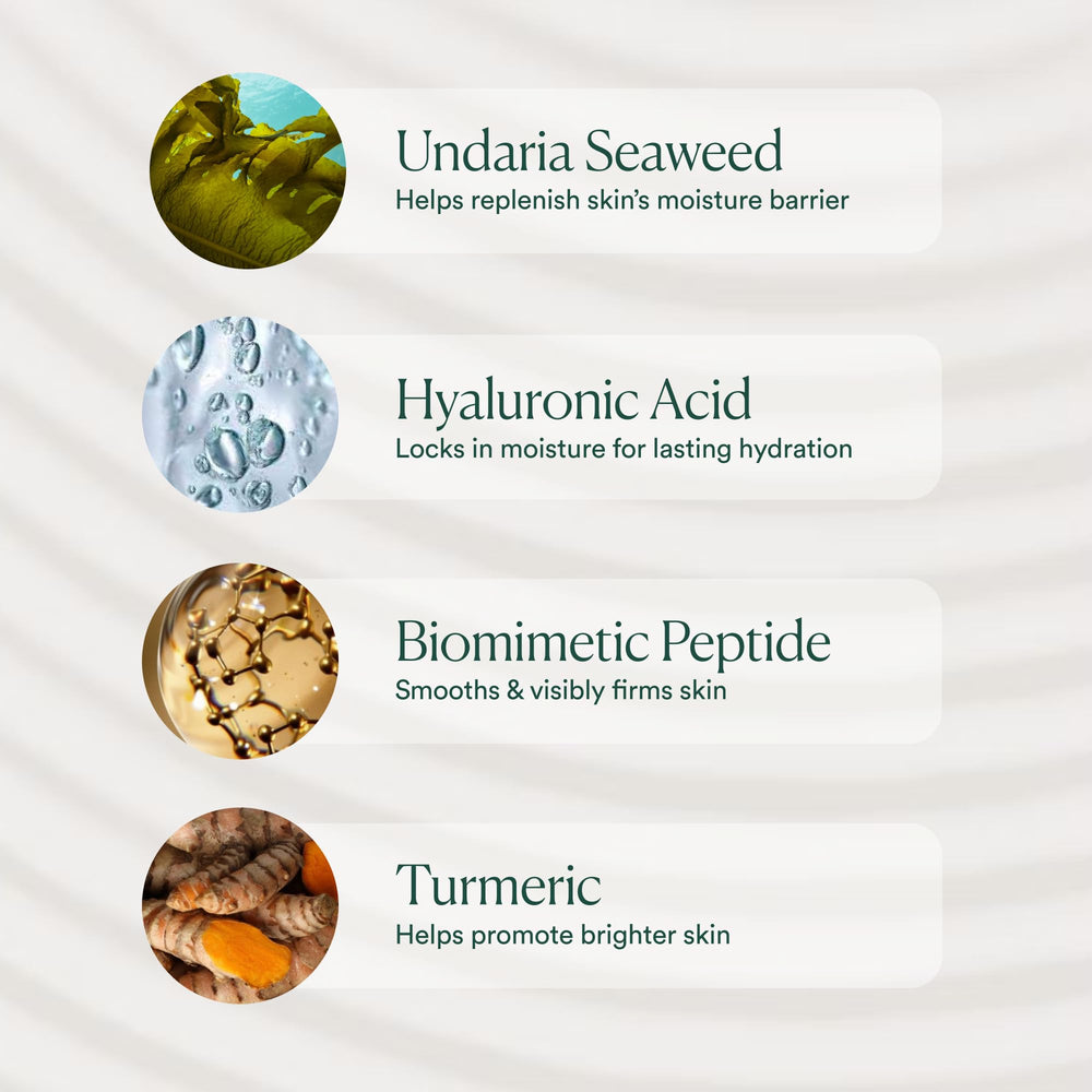 OSEA natural ingredients flatlay highlighting seaweed nourishment benefit