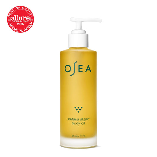 OSEA dispensing oil to demonstrate lightweight pour and easy use