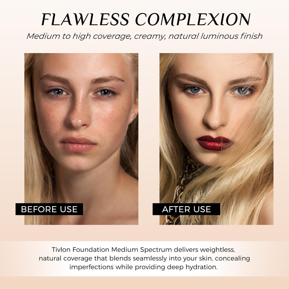 O.SECERT before and after application demonstrating even coverage and smoother skin look