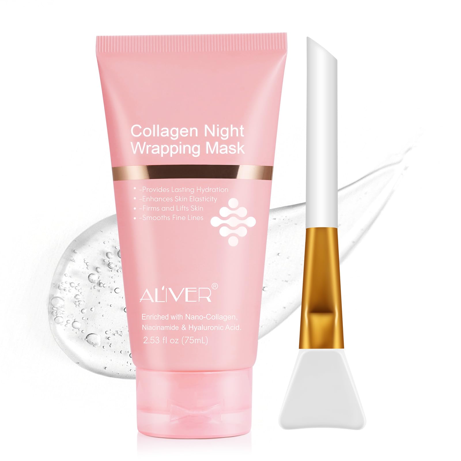O.SECERT front packaging showing mask jar and brush for easy nighttime use