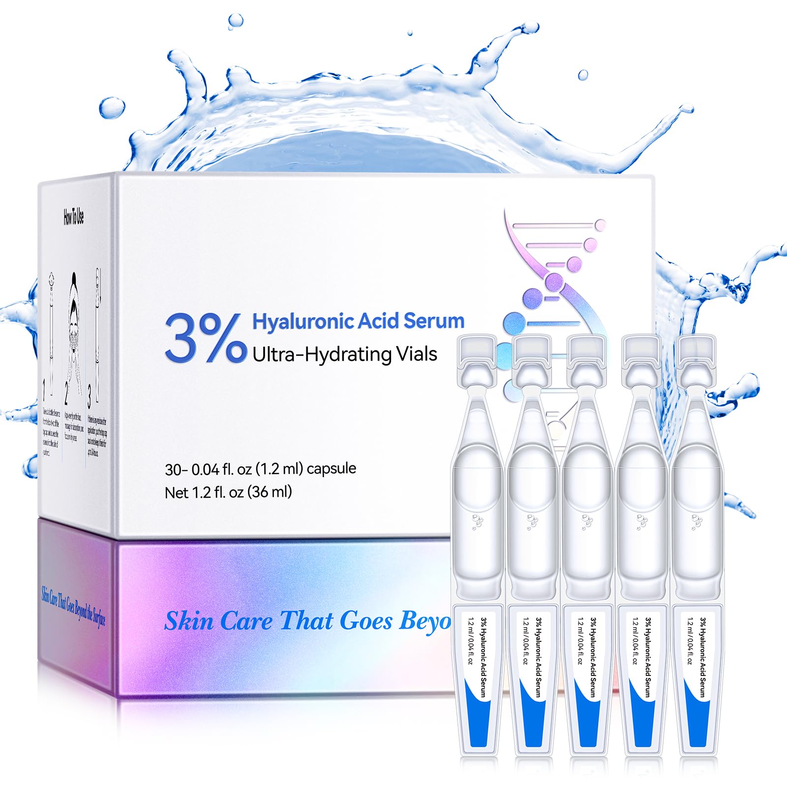 O.SECERT front packaging showing 30 hydrating vials for convenient use