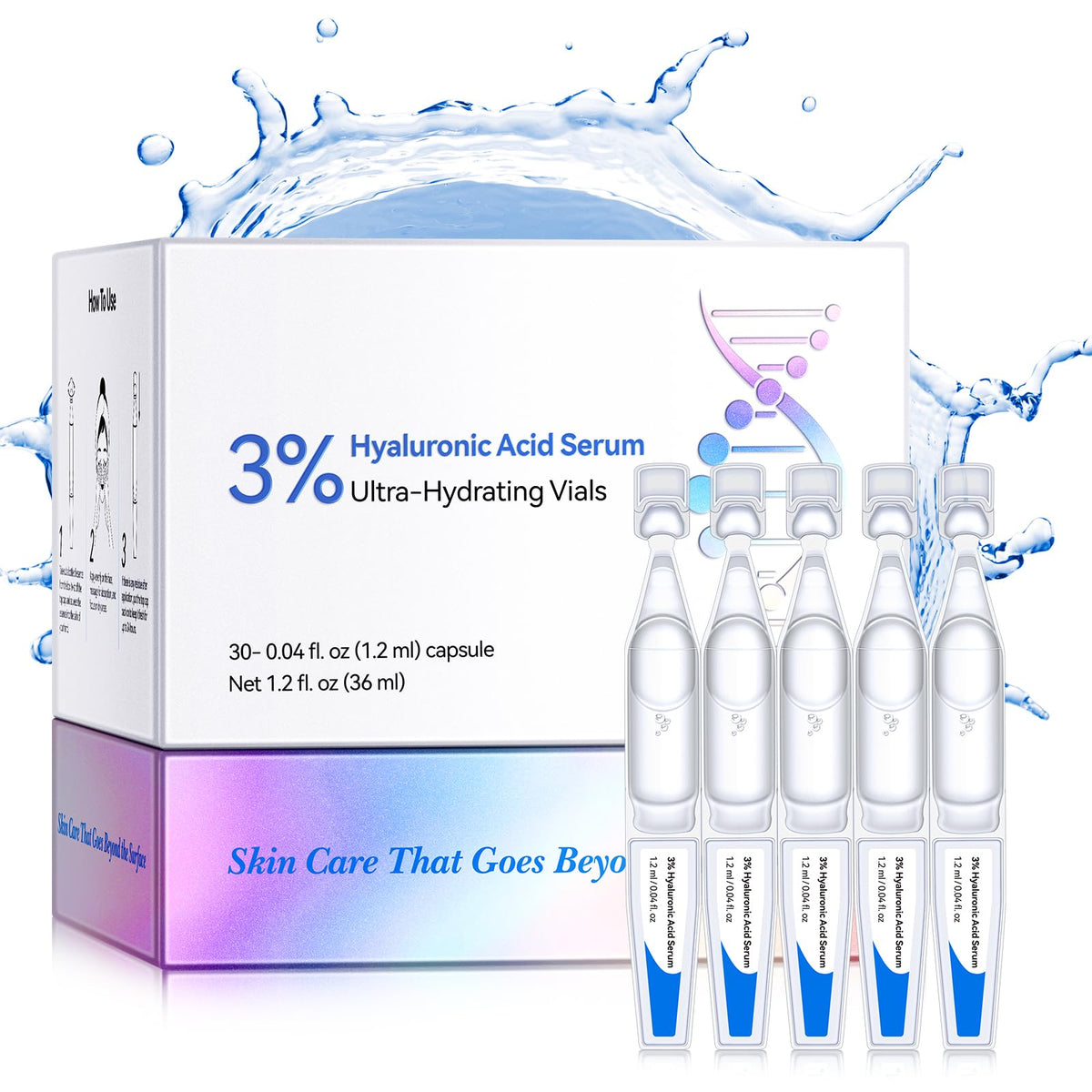 O.SECERT front packaging showing 30 hydrating vials for convenient use