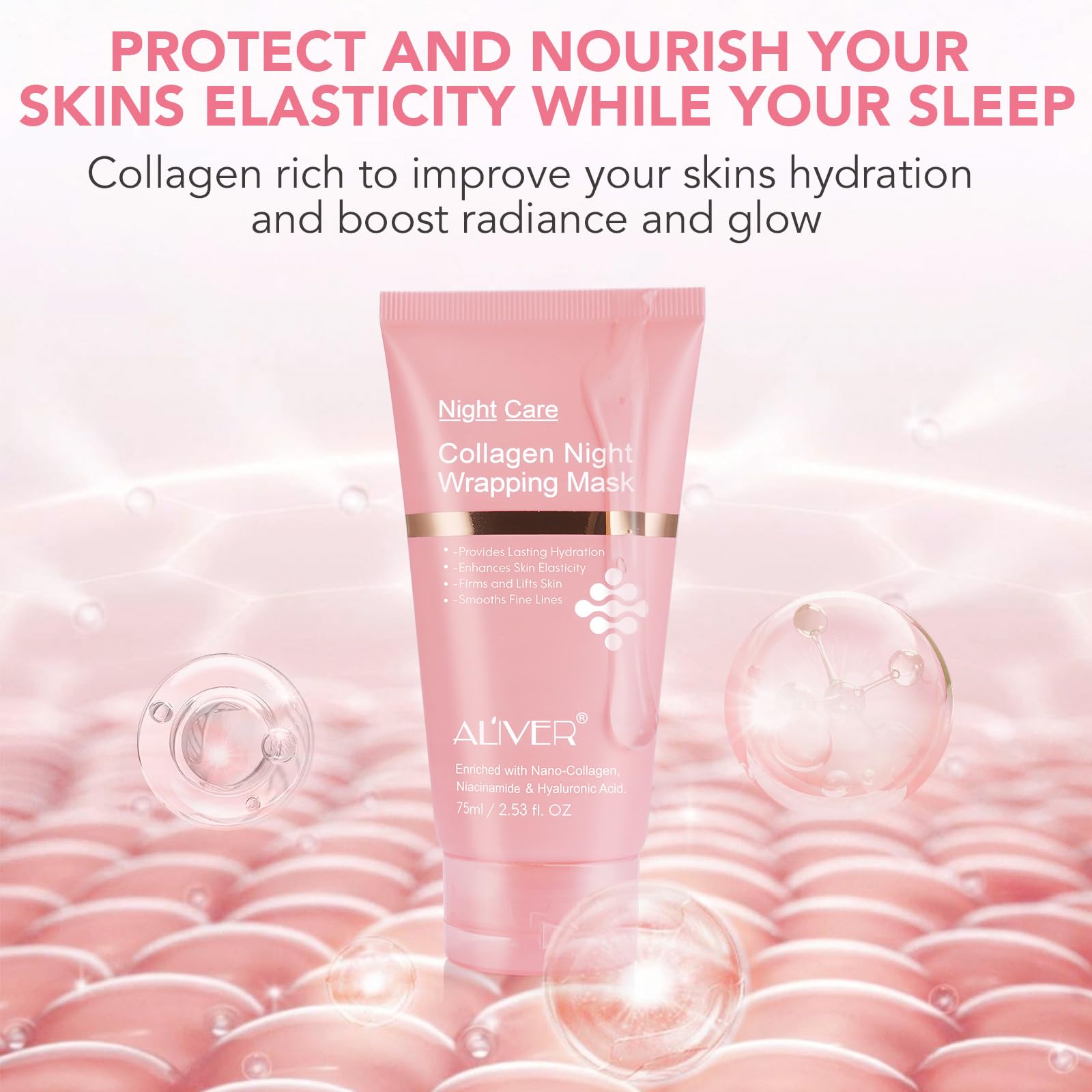O.SECERT lifestyle image of mask used overnight for hydrated morning skin