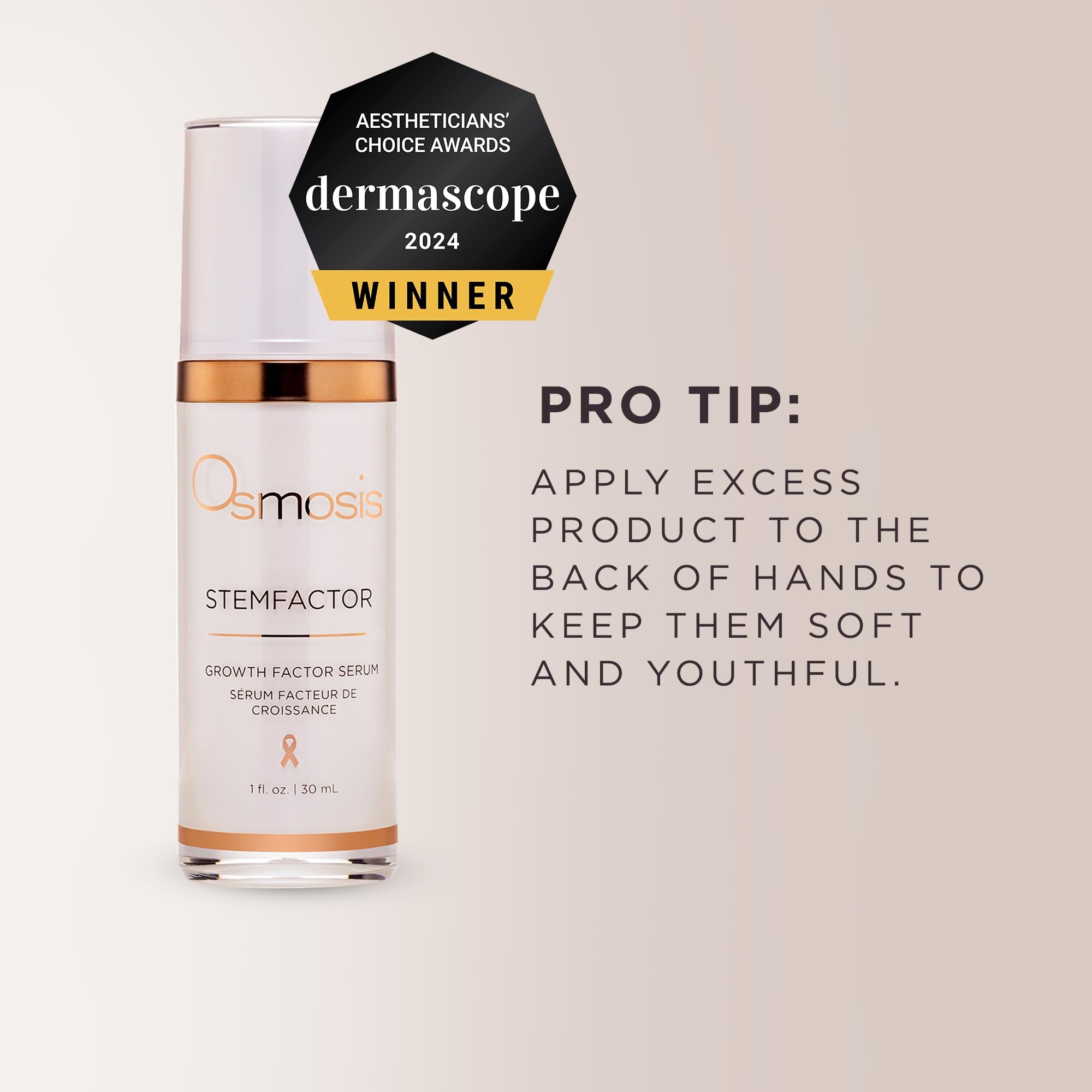 OSMOSIS applying serum to neck, demonstrates targeted neck renewal benefit