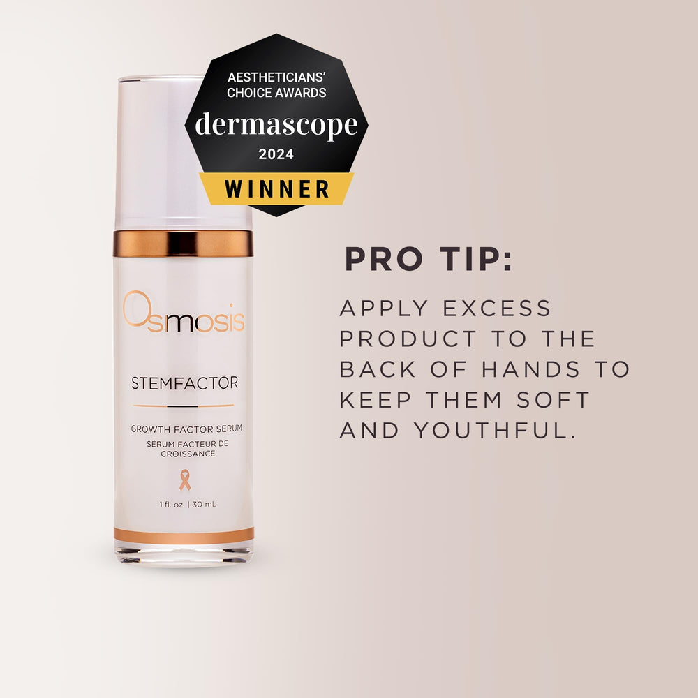 OSMOSIS applying serum to neck, demonstrates targeted neck renewal benefit