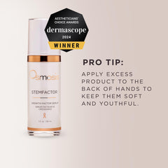 OSMOSIS applying serum to neck, demonstrates targeted neck renewal benefit