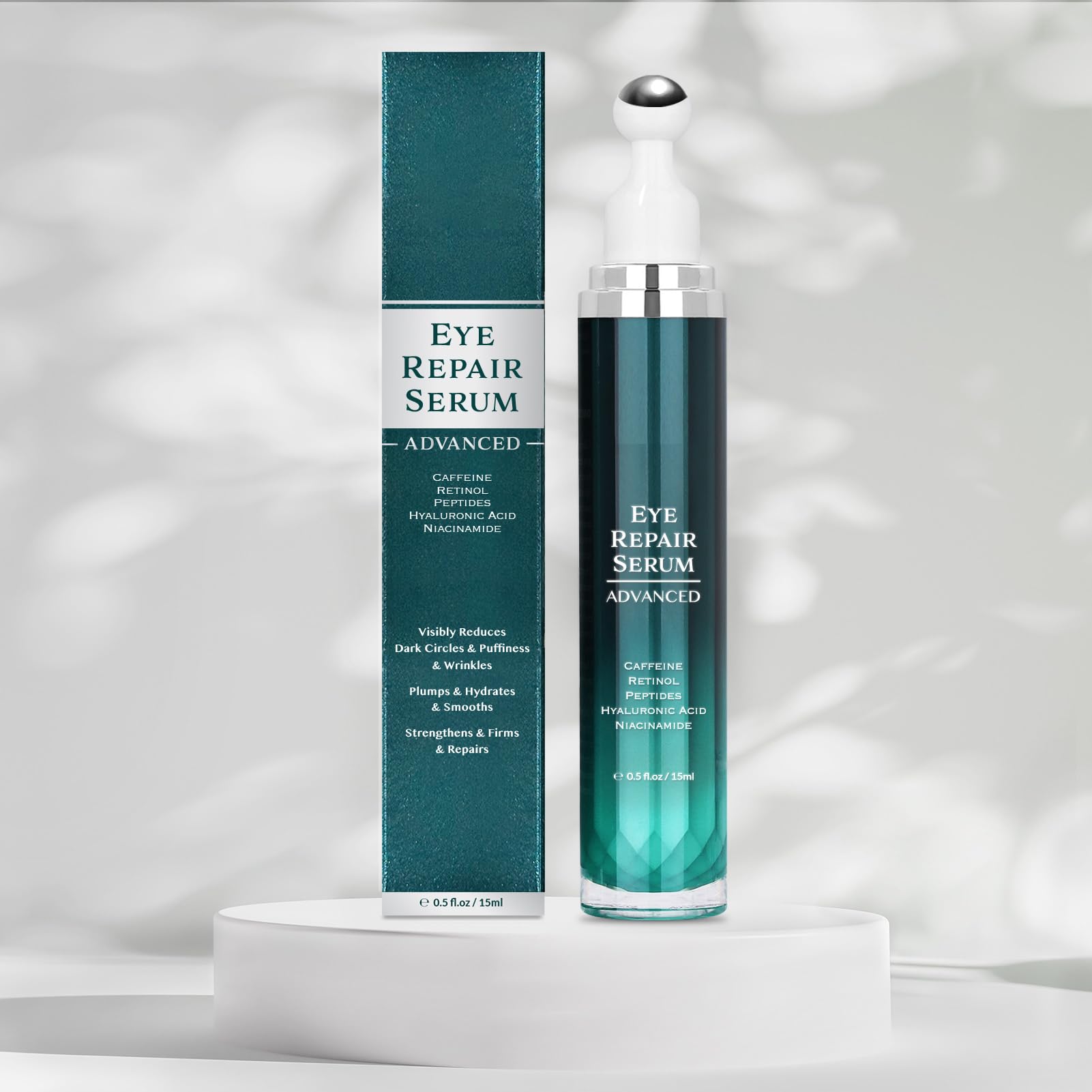 OSNOIA in bathroom morning routine scene conveying refreshed under-eye benefit