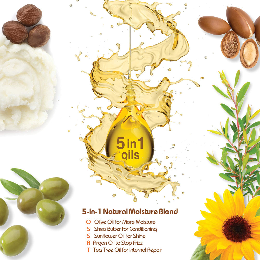 OSSAT Naturals product in hand applying to damp hair for easy styling