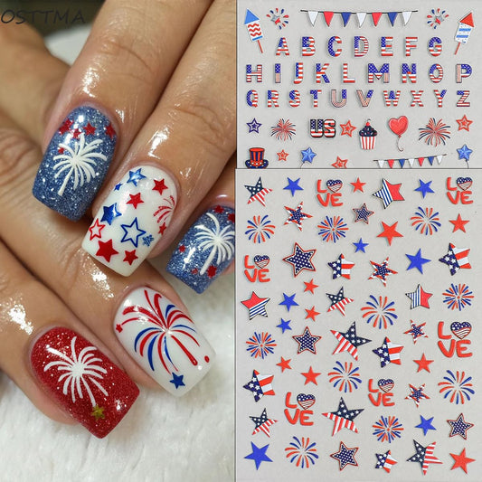 OSTTMA close-up of sheet with American flag and star decals highlighting design clarity