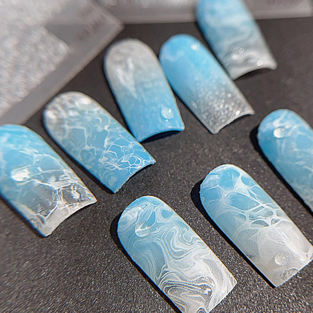 OSTTMA transparent wave sticker applied on a nail for subtle depth
