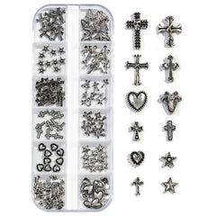 OTKARXUS front packaging showing 120-piece silver nail charms, clear organization benefit