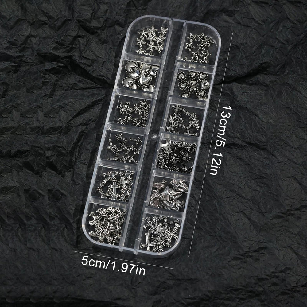 OTKARXUS 12-grid layout of mixed cross star heart charms for easy selection