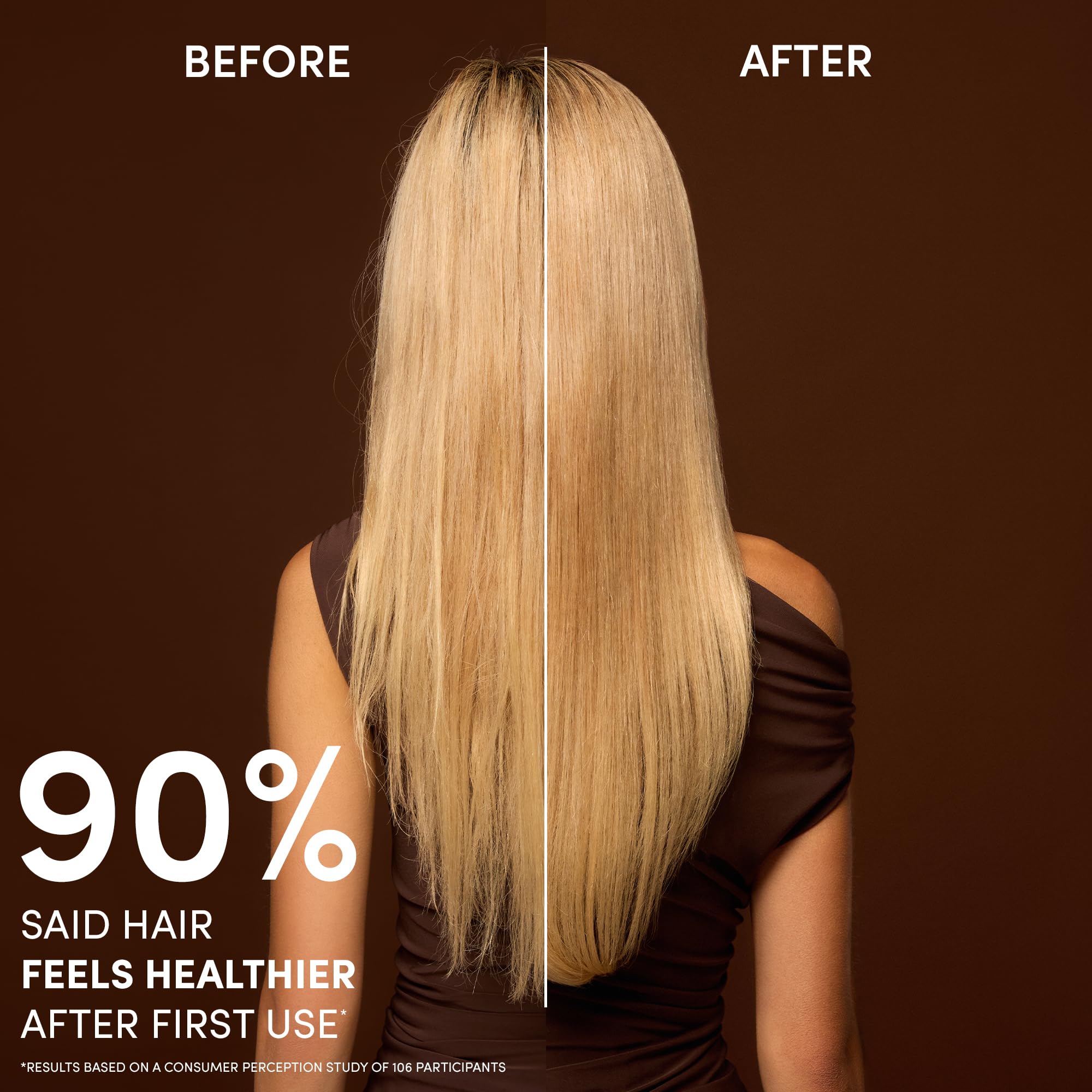 OUAI visible before and after ends showing reduced breakage and softness