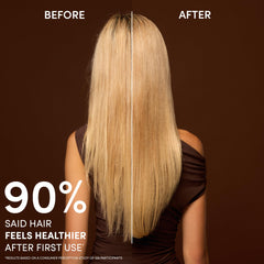 OUAI visible before and after ends showing reduced breakage and softness