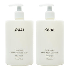 OUAI Dean Street front bottle view showing sleek label and pump, elegant bathroom appeal