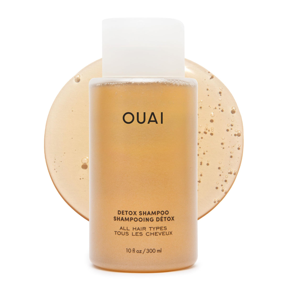 OUAI detox shampoo front bottle shows clean packaging and benefit