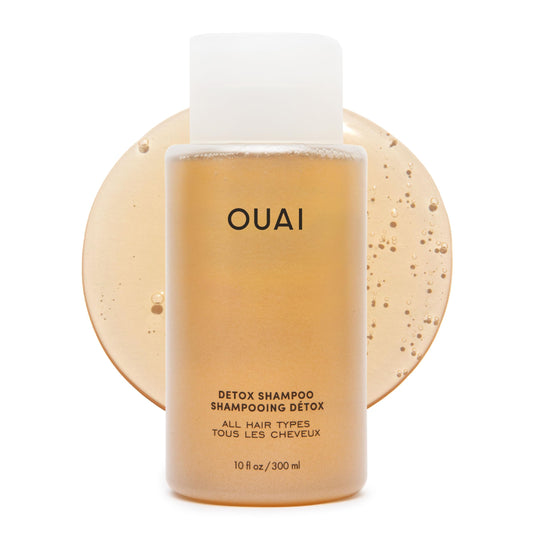OUAI detox shampoo front bottle shows clean packaging and benefit