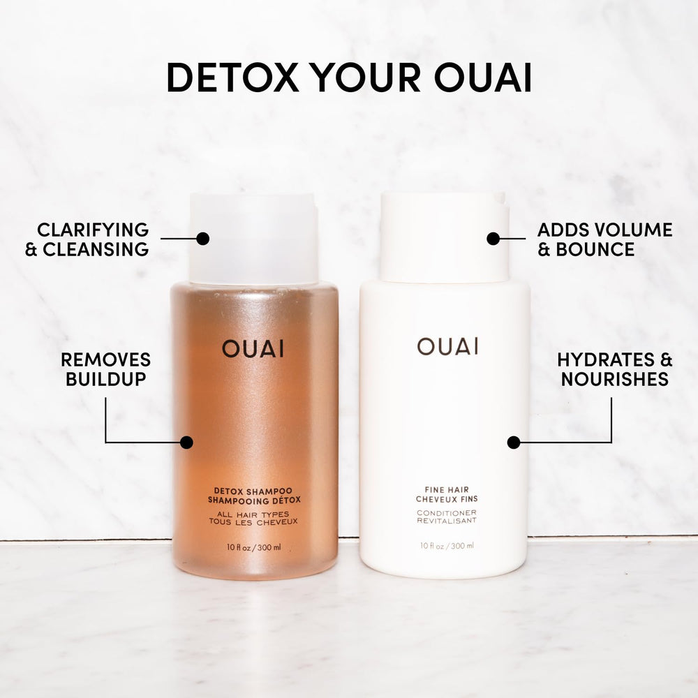OUAI fine conditioner front bottle showing volumizing hydration