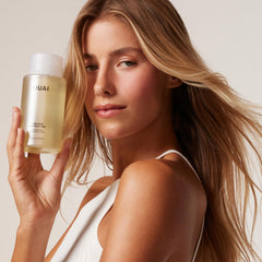 OUAI shampoo lather texture close-up demonstrating gentle, lightweight foam