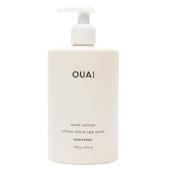 OUAI hand lotion front bottle showing label and size, clear hydration benefit