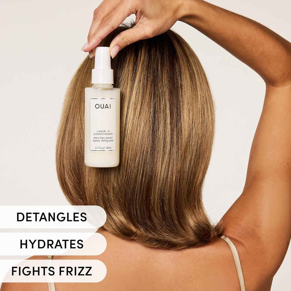 OUAI formula texture close-up with droplets and tamarind seed visuals, highlighting hydrating actives