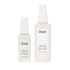 OUAI full-size leave in conditioner front view showing pump and packaging, for effortless detangling