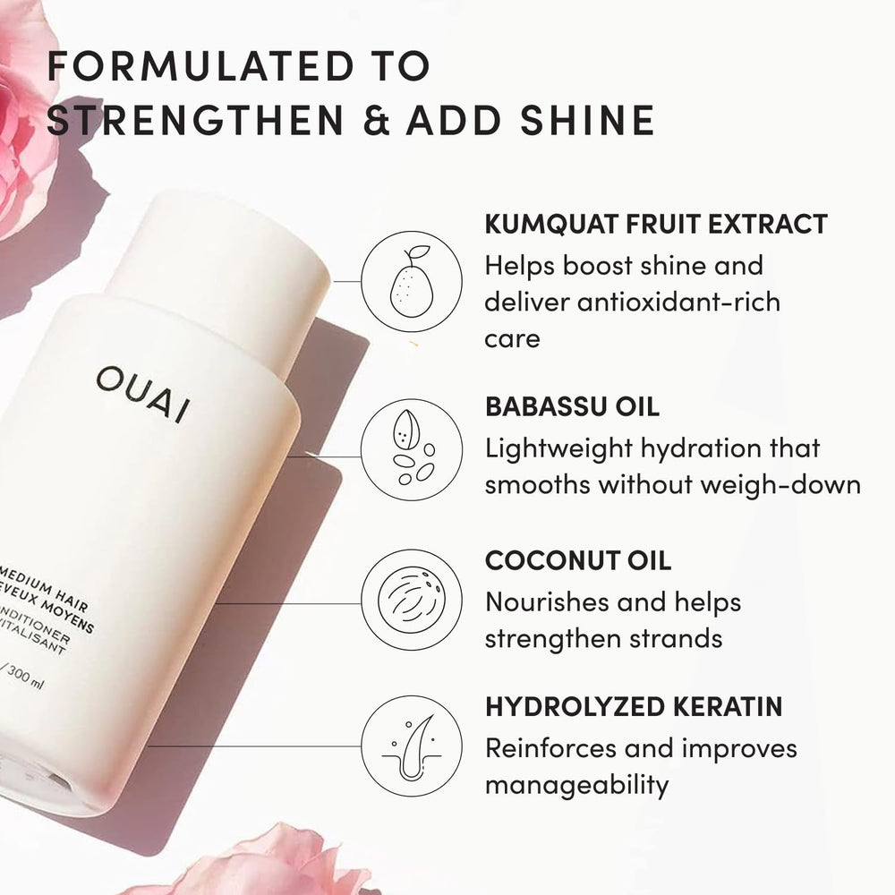 OUAI conditioner cream texture showcasing rich hydration without heaviness