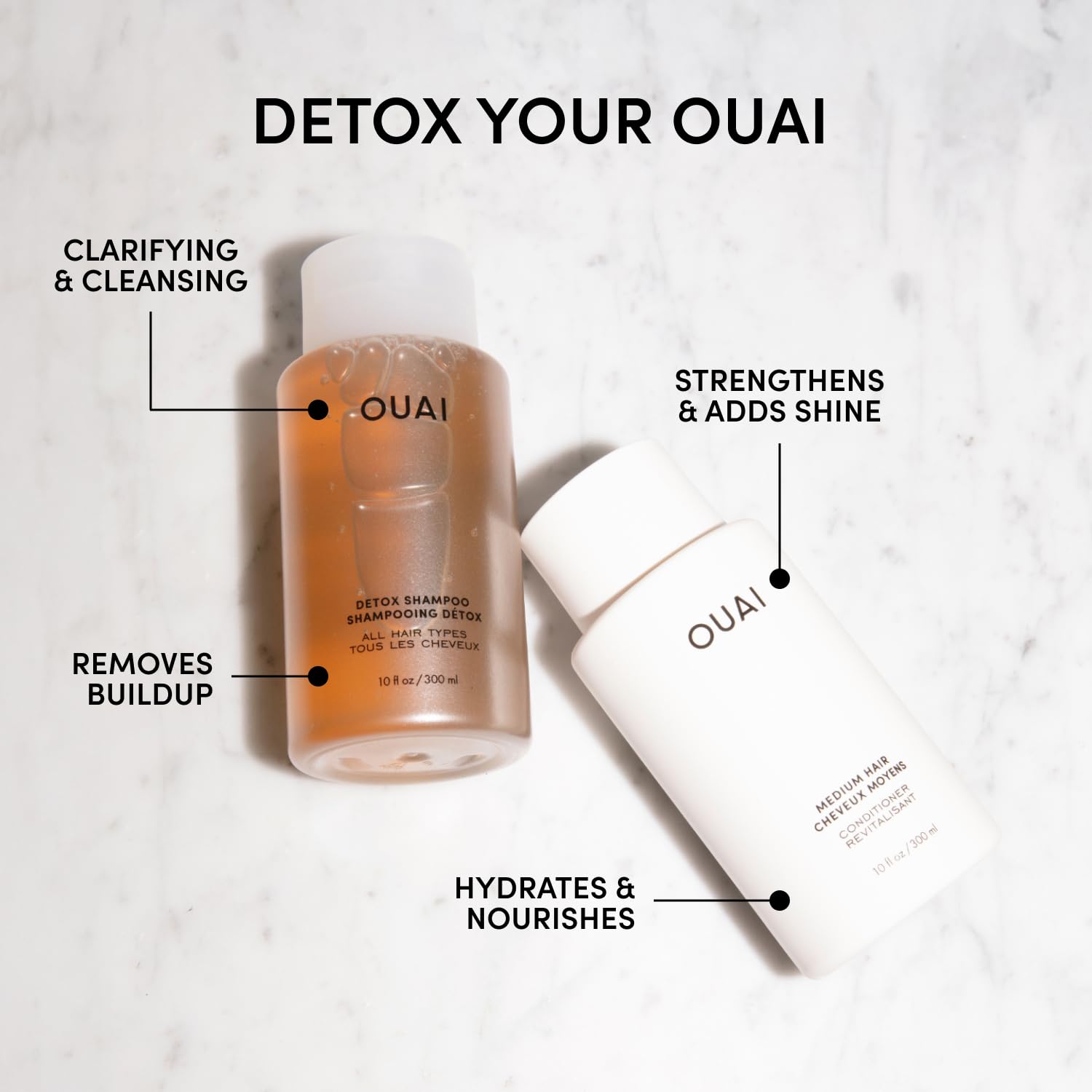 OUAI Medium Conditioner bottle front view showing hydrating finish